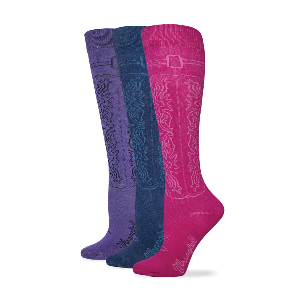 Wrangler Cowgirl Boot Socks  Assorted  Med (W 6-9)  3 Pair