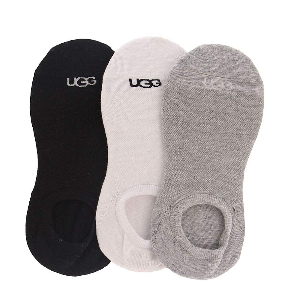 UGG Women's Stela No Show 3 Socks  White / Grey / Black  S/M