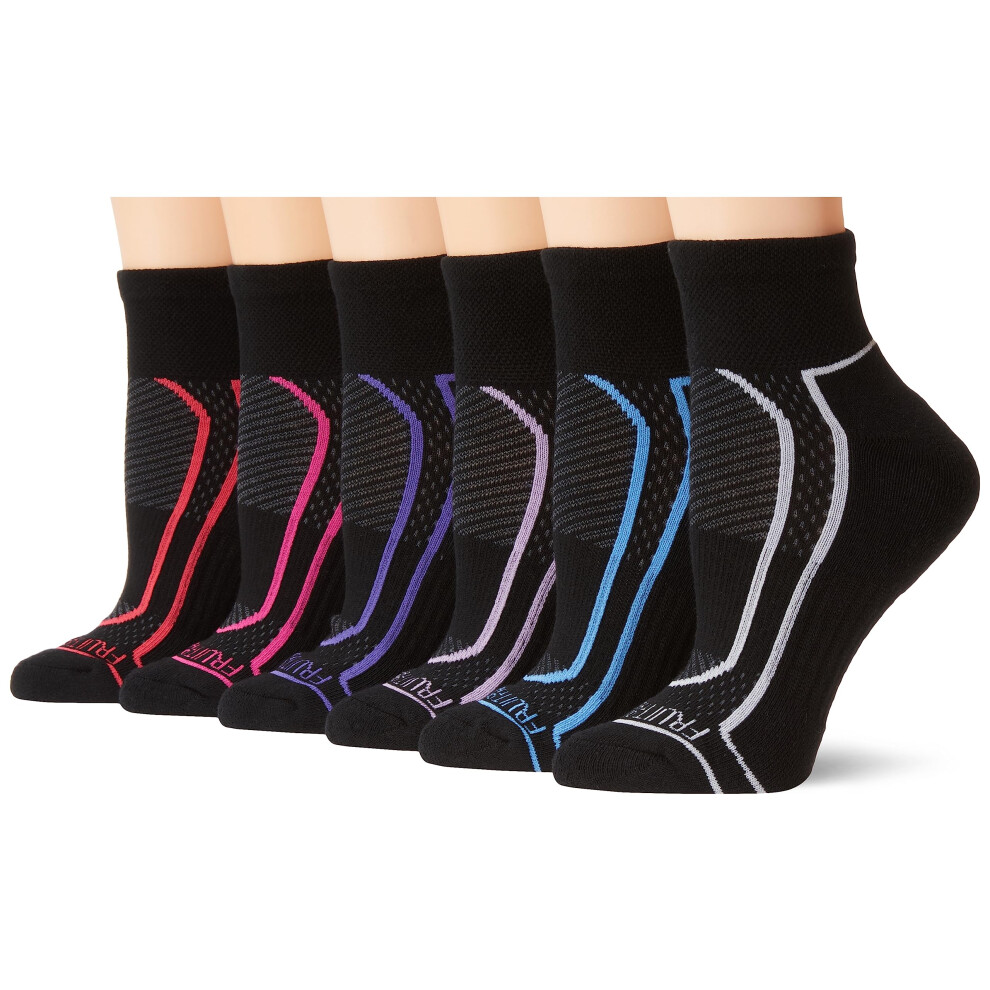 Fruit of the Loom Women Coolzone Cotton Ankle Socks (6 Pack)  Black As