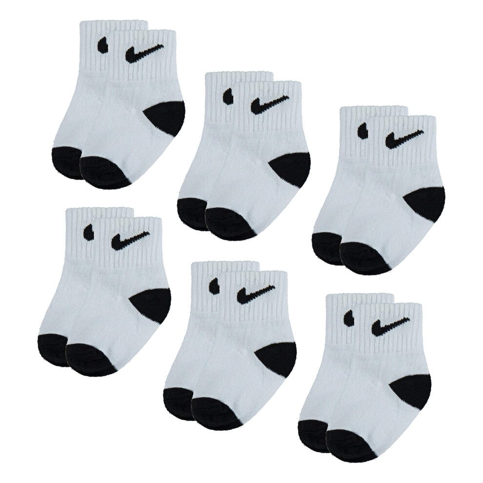 Nike Kids' Toddler Ankle Socks (6 Pairs)  White/Black  3/4.5