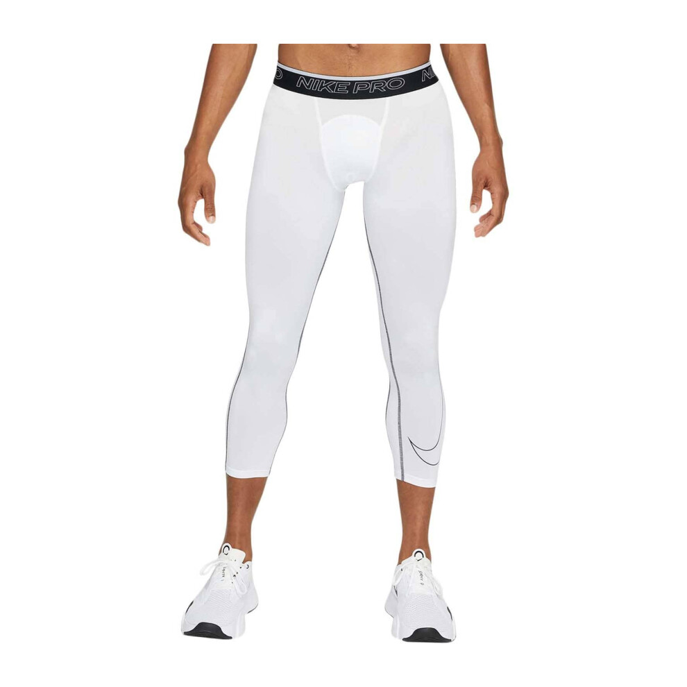 Nike Pro Dri-FIT Men's 3/4 Tights (Regular  White/Black  Large)