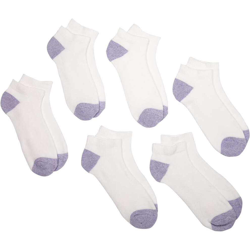 Fruit Of The Loom Big Girls' 6 Pack No Show Socks  White  Medium (Shoe