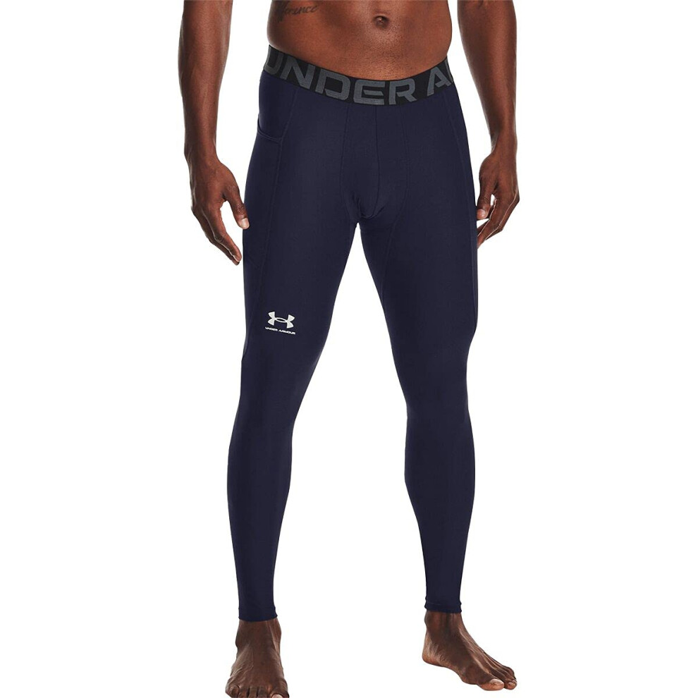 Under Armour Men's HeatGear Armour Leggings   Midnight Navy (410)/Whit