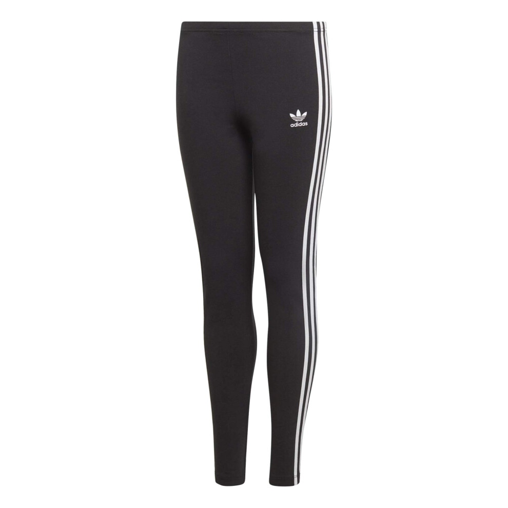 adidas Originals Girls' 3 Stripes Leggings  Black/White  Medium