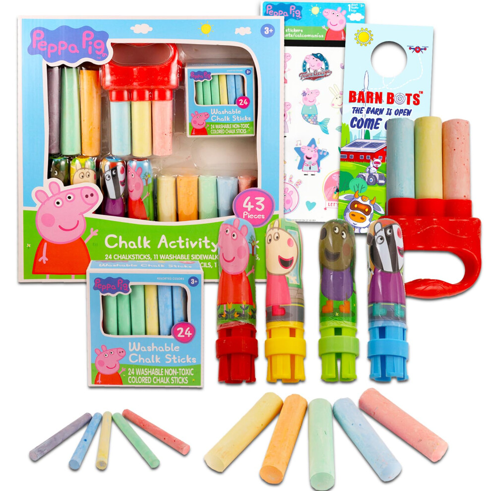 Peppa Pig Sidewalk Chalk Party Supplies for Toddlers - Bundle with Pep