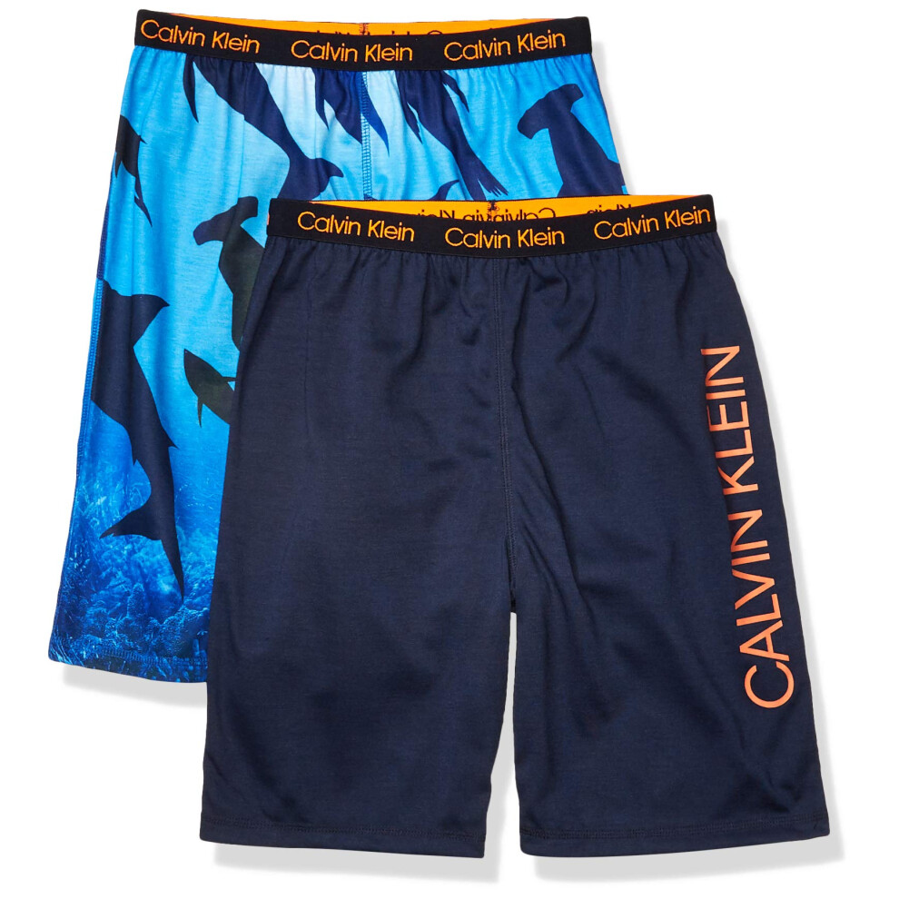 Calvin Klein Boys' Little Lounge Pajama Shorts  2 Pack  Sharks/Black