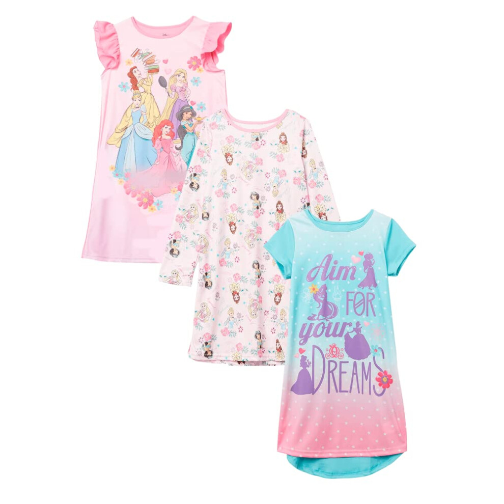 Disney Girls' Princess 3-Pack Nightgown  GIRLS RULE 2  2