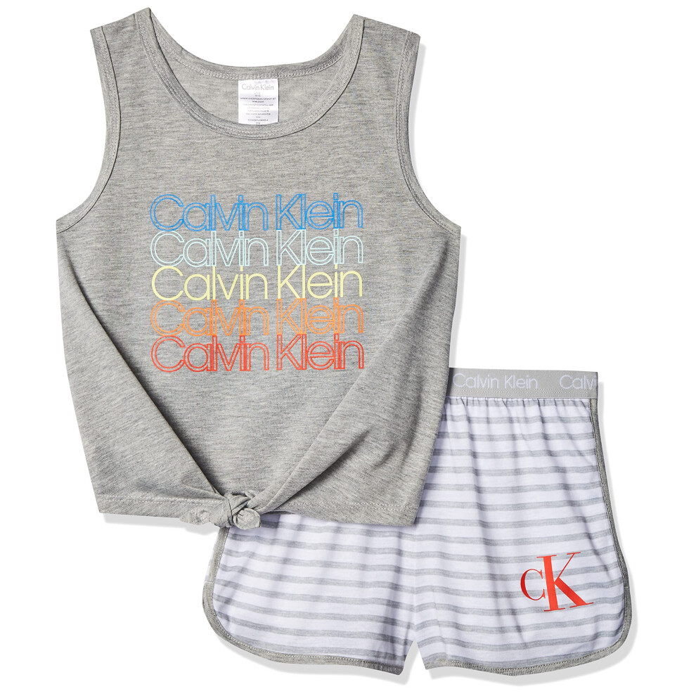 Calvin Klein Girls' Little 2 Piece Sleepwear T-Shirt and Shorts Pajama