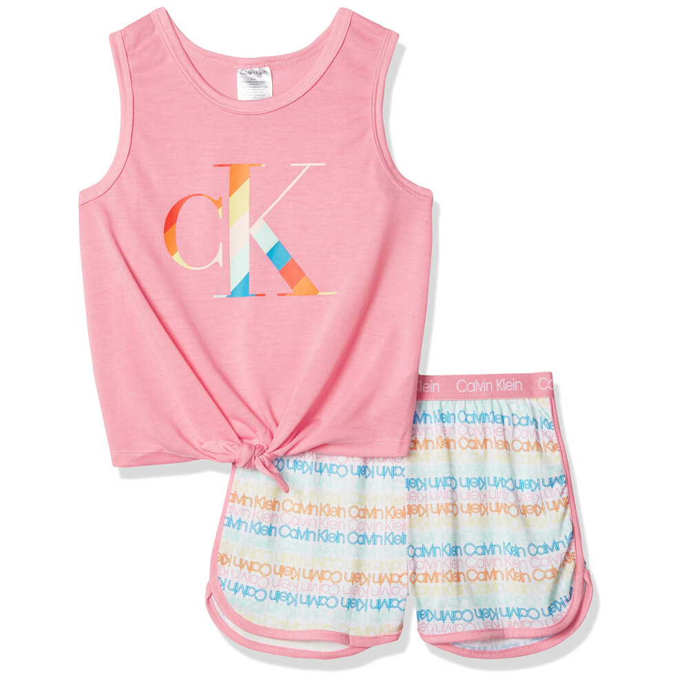 Calvin Klein Girls' Little 2 Piece Sleepwear T-Shirt and Shorts Pajama