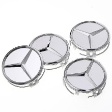 4pcs 75mm Wheel Center Caps Fit For Mercedes Benz Emblem Logo Wheel Rim Hubsilver