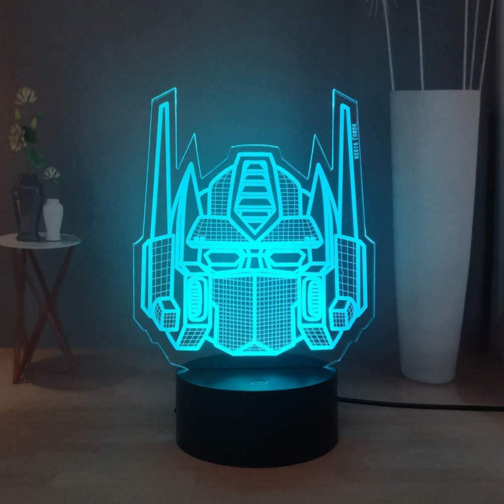 Transformers 3D Night Light, Optimus Prime 7 Colors LED Table Lamp, Remote Control Child Bedroom Night Lamp, Kids Boys Birthday Christmas Gift