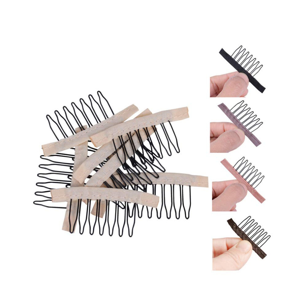 Yantaisiyu Unisex 24 Pcs/Lot Wig Combs For Making Wig Caps 7-Teeth Wig Clips Steel Teeth