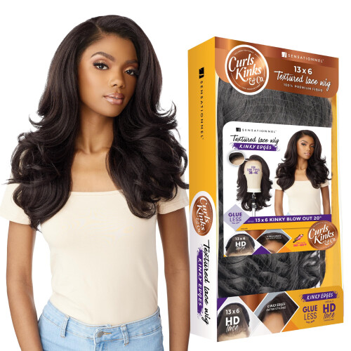 Sensationnel Kinky Edge 13x6 HD Lace Wig, 20in Blowout, Part Anywhere - KE136KBLO20-1B