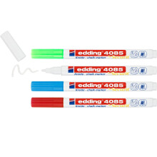 EDDING 4085 marcatore a gesso - verde blu bianco rosso (base) - 4 penne a gesso - pennino rotondo 1-2 mm Penna bagnata bagnata per gesso specchi di v