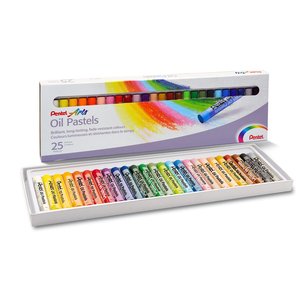 Pentel Arts Oil Pastels  Assorted colours  1 pack of 25 sticks