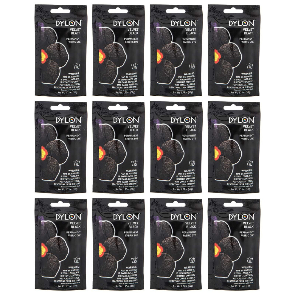 Dylon Pk Permanent Fabric Dye 1.75oz-Velvet Black  Multipack of 12  12