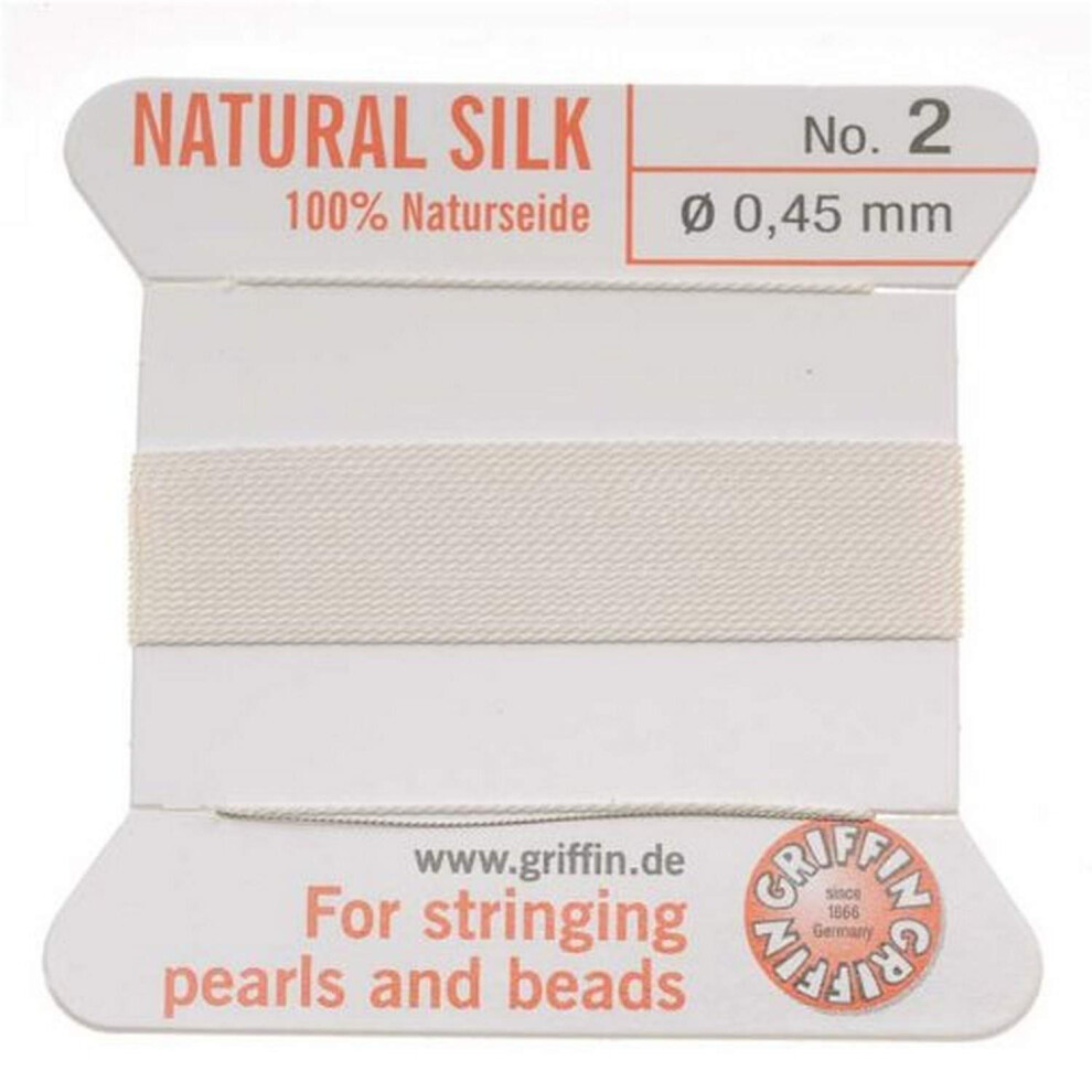 Griffin BCSWH02G Beading Silk Cord  Size 2  White