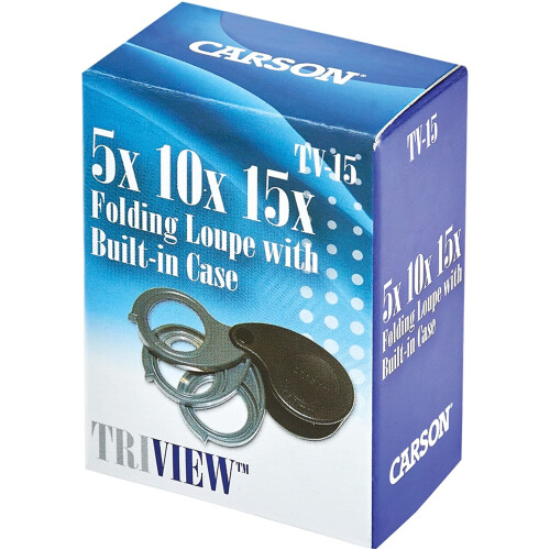 Carson TriView 5x/10x/15x Folding Loupe Magnifier with Built-in Case ( 1