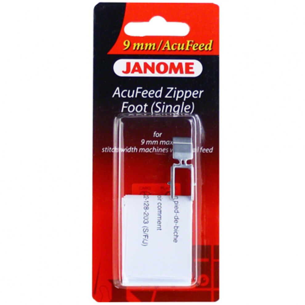 Janome AcuFeed Zipper Foot (Single) #202128007 Sewing Machines