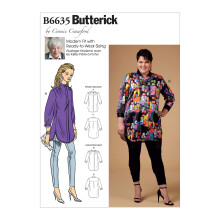 Butterick Lttsydd lst sittande skjorta med knppning fr kvinnor Symnster av Connie Crawford Storlekar XXL-6X