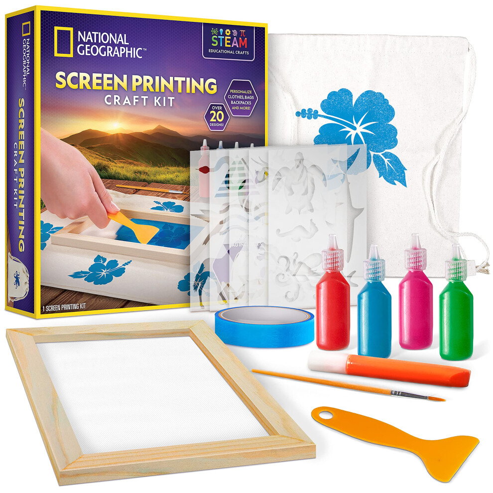 NATIONAL GEOGRAPHIC Kids Screen Printing Kit - Arts and Crafts Silk Sc