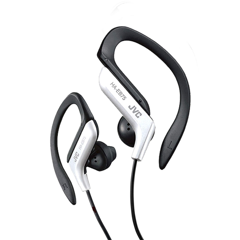 JVC HAEB75W Sports Clip Headphone  White  1.60 x 4.40 x 3.90 inches