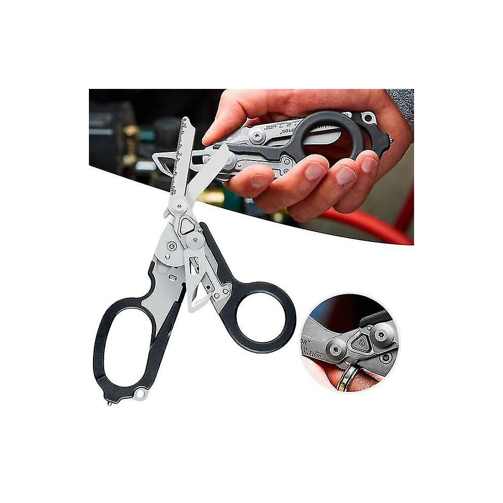 (Emergency Shears) Multifunction Raptor 6 In1 Raptor Emergency Response Shears With Strap Cutter And Glass Breaker Strap Cutter Safety Hammer Black