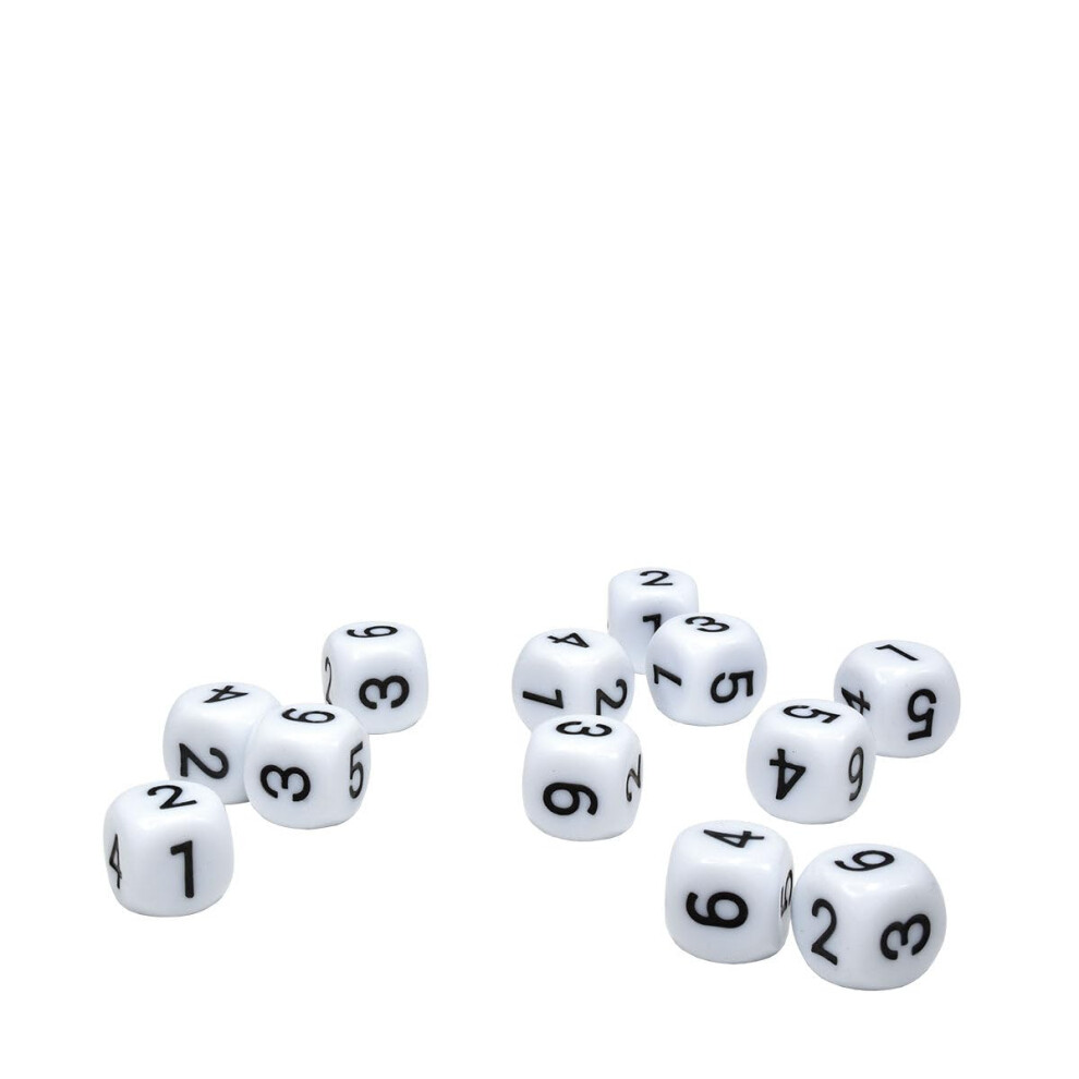 Ultra Pro 12-Set D6 White Dice with Black Large Numbering  White with