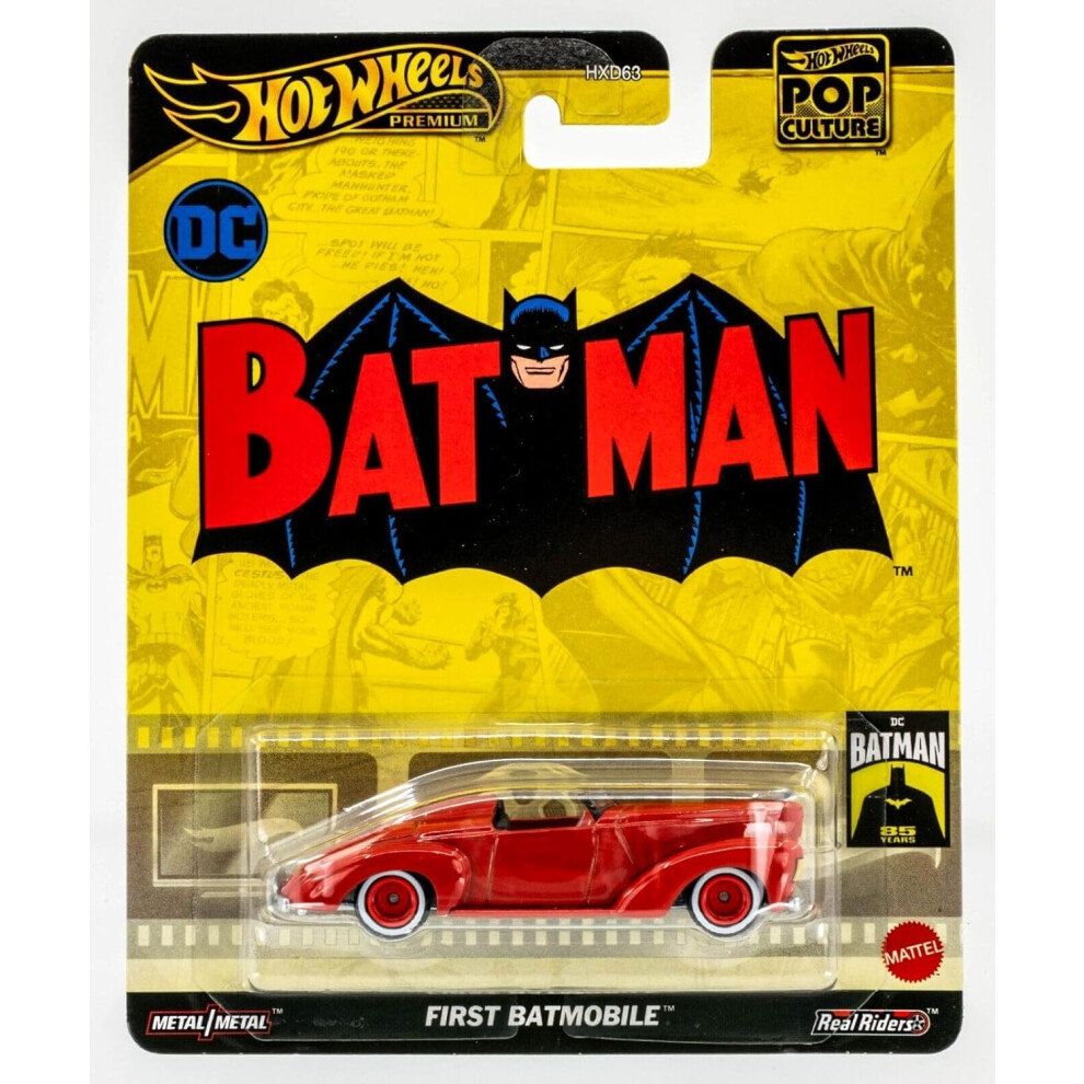 Hot Wheels Premium Pop Culture Batman Classic First Batmobile 1:64 Sca