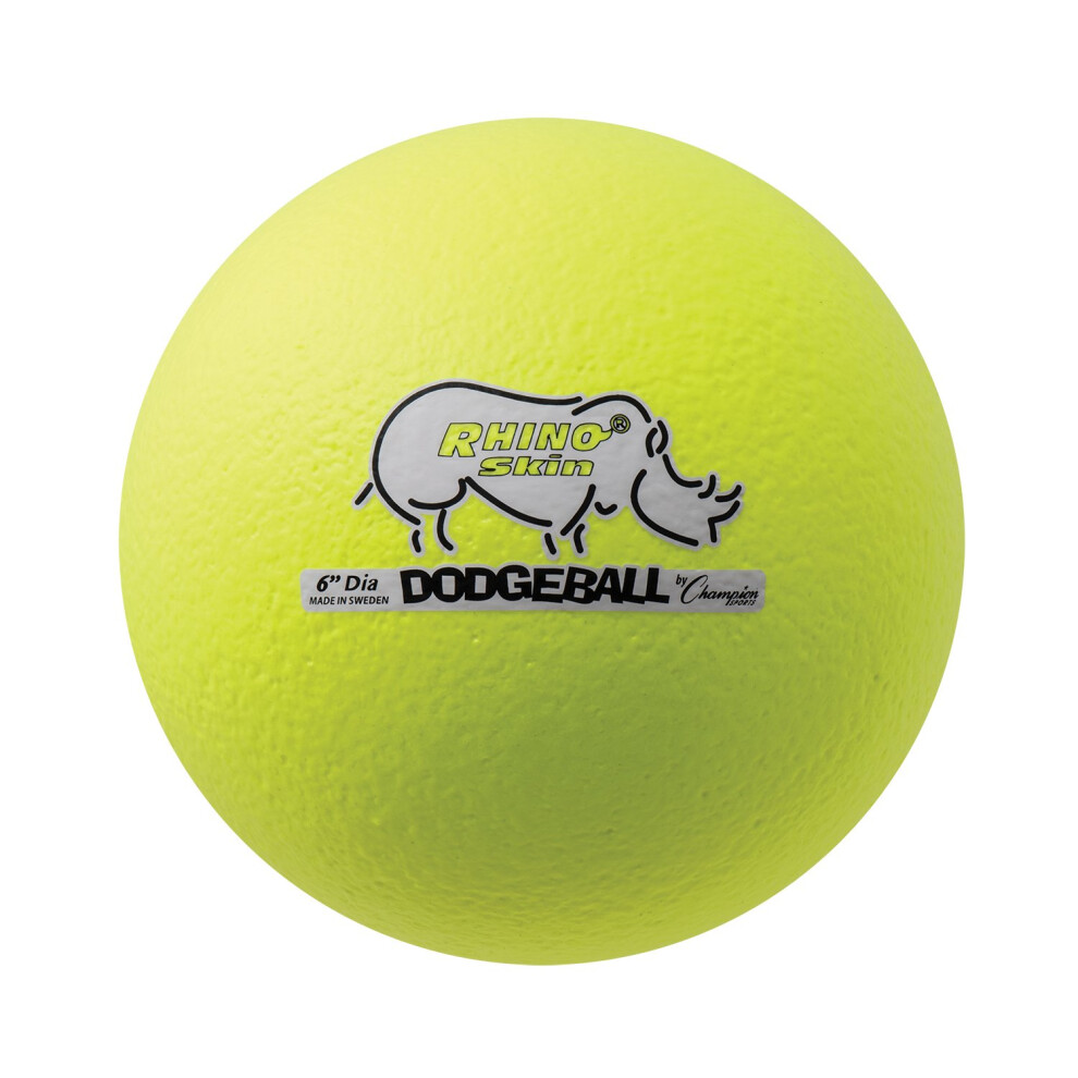 Champion Sports Rhino Skin Dodgeball (Single  Neon Yellow  6"")