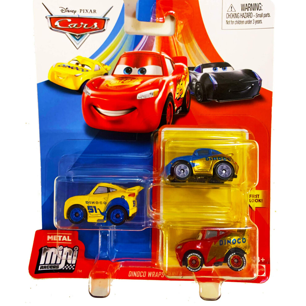 Disney Pixar Cars Mini Racers 3 Pack Dinoco Wraps Sally  Lightning McQ