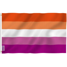 Anley Fly Breeze 3x5 Feet Sunset Lesbian Pride Flag - Vivid Color and Fade Proof - Canvas Header and Double Stitched - LGBT Les Sunset Pride Flags Po
