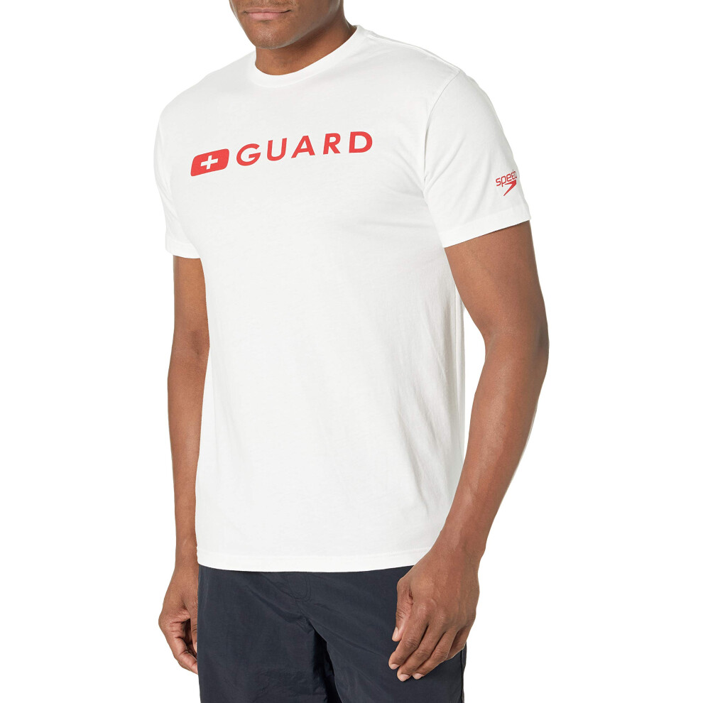 Speedo Men's Guard Short Sleeve T-Shirt White  Large