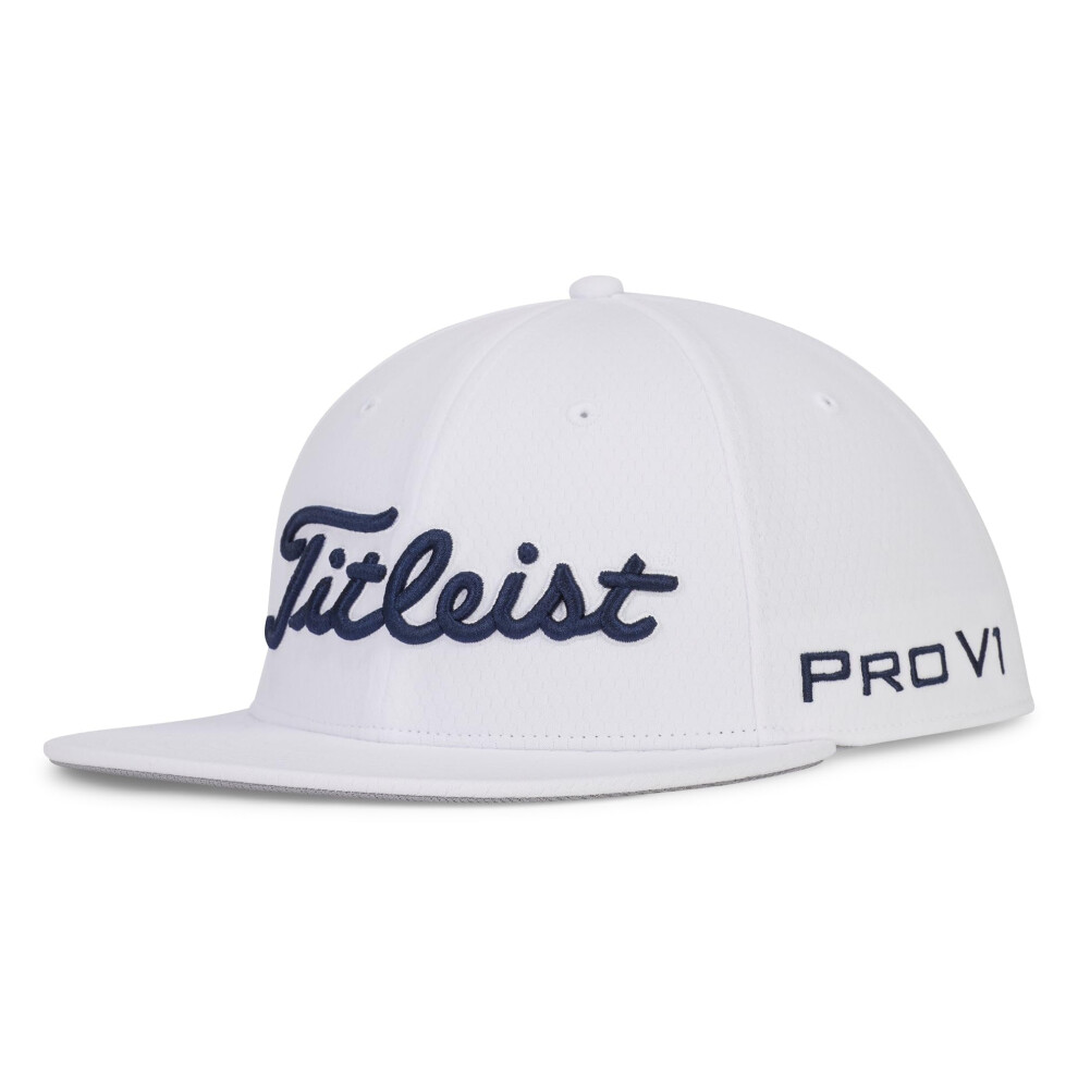 Titleist Men's Standard Tour Elite Flat Bill Golf Hat  White/Navy