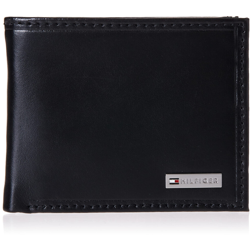 Tommy Hilfiger Men's Passcase Wallet with Multiple Card Slots  Black