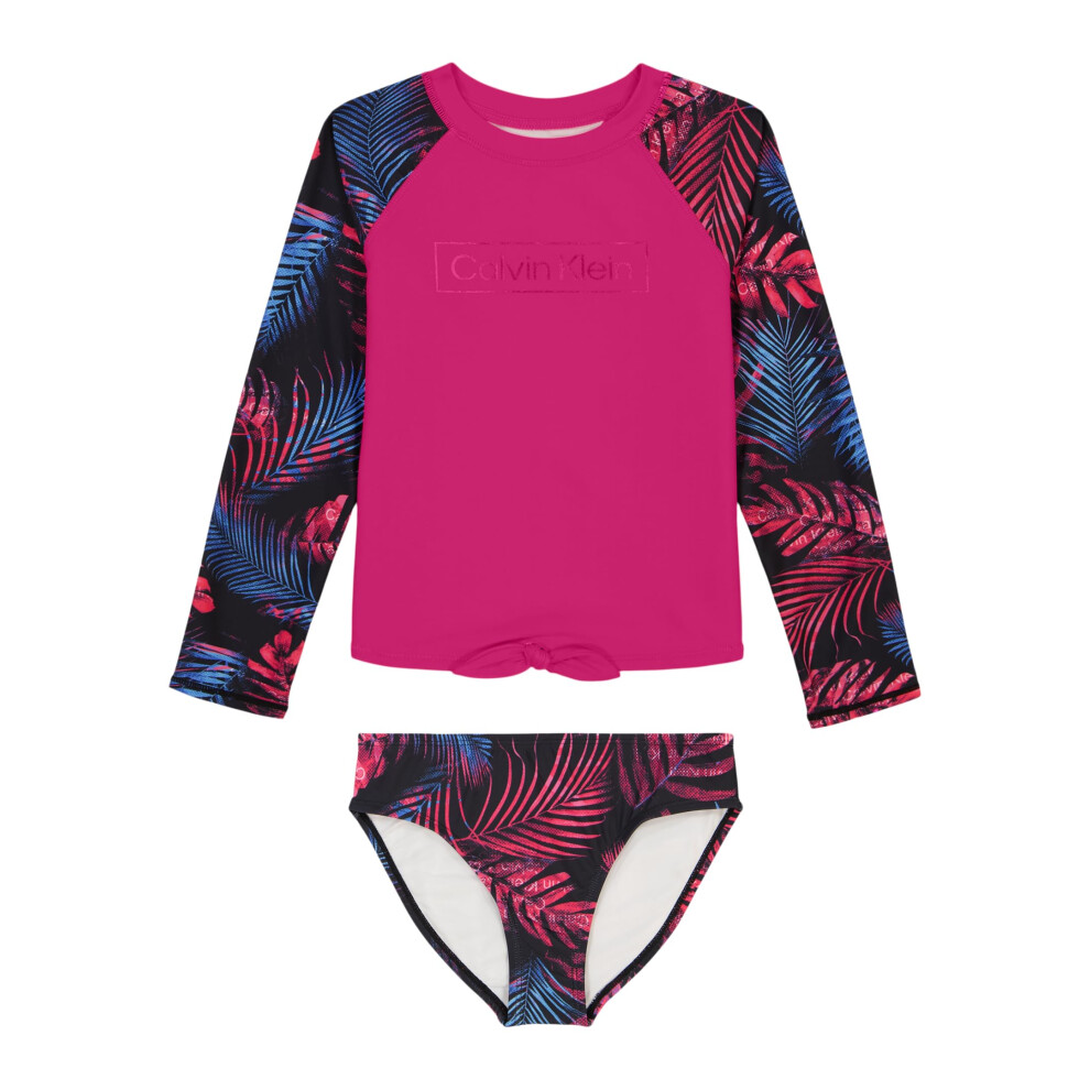 Calvin Klein Girls' Two-Piece Rashguard Swimsuit Set with UPF 50+ Sun