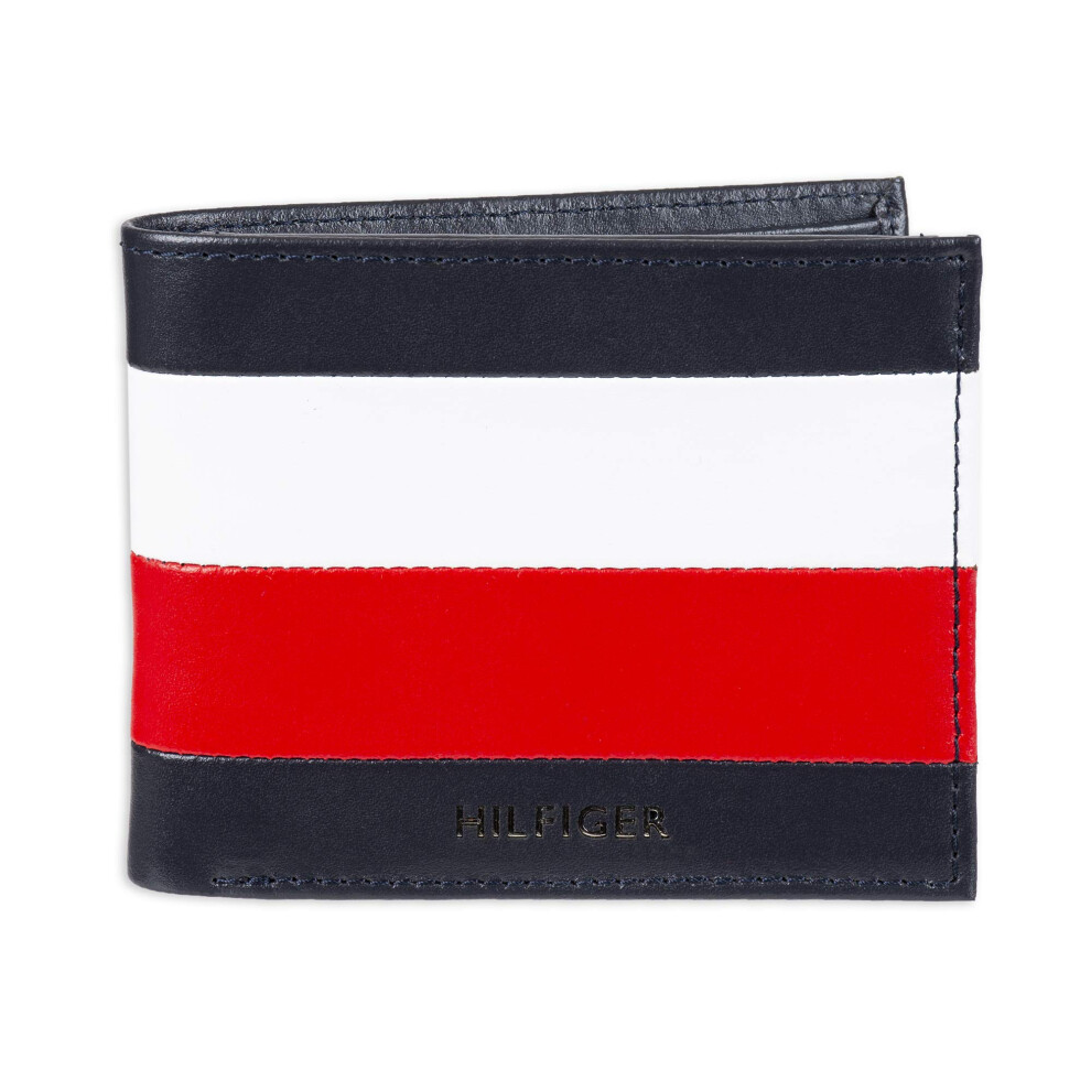 Tommy Hilfiger Men's Passcase Wallet with Multiple Card Slots  White/N