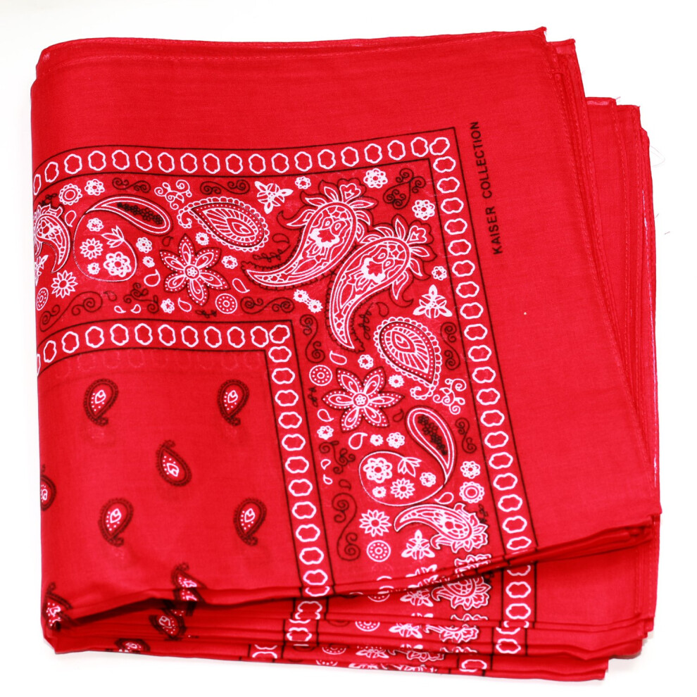 Paisley One Dozen Cowboy Bandanas (Red  22 X 22 in)