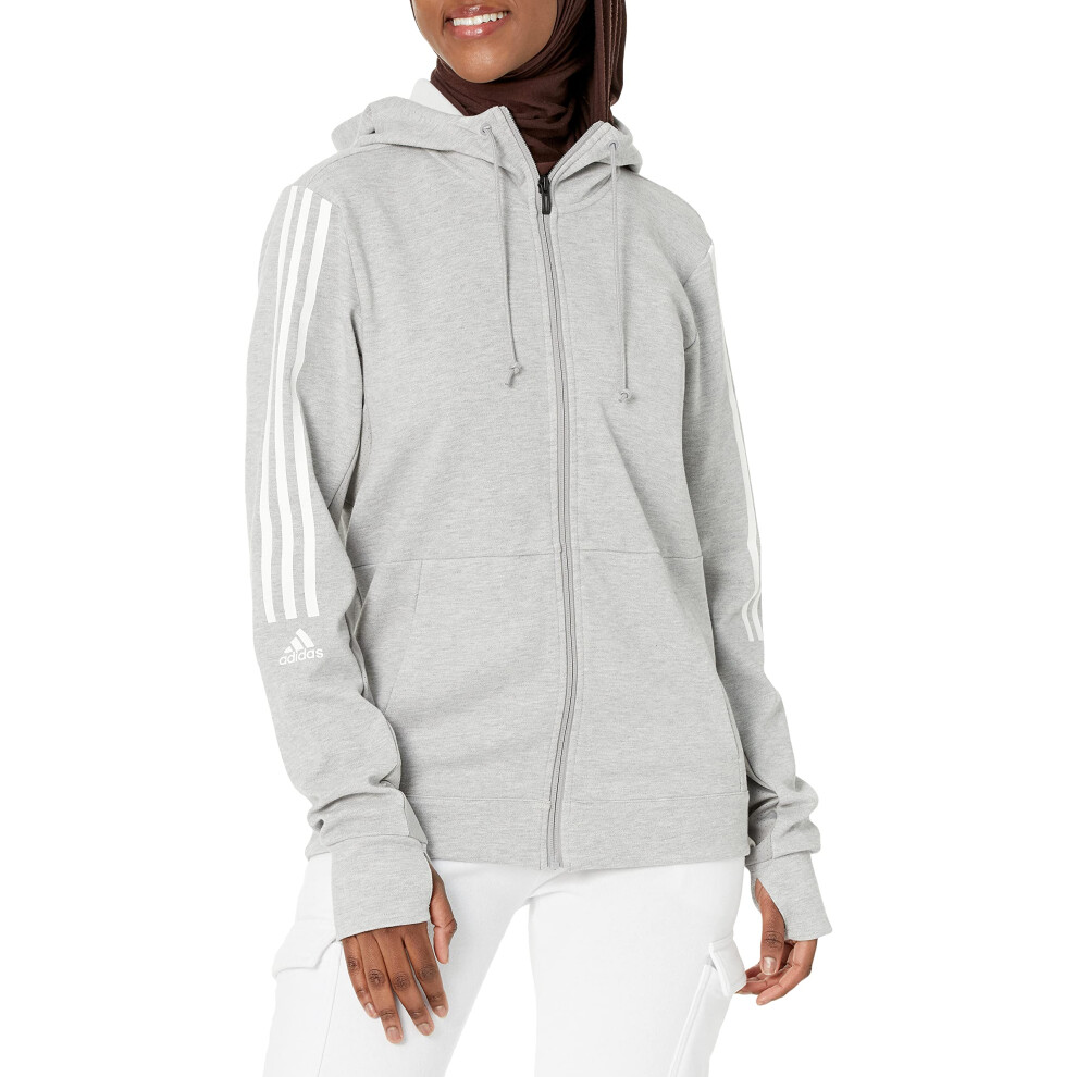 adidas Women's Designed 2 Move Full-Zip Hoodie  Medium Grey Heather