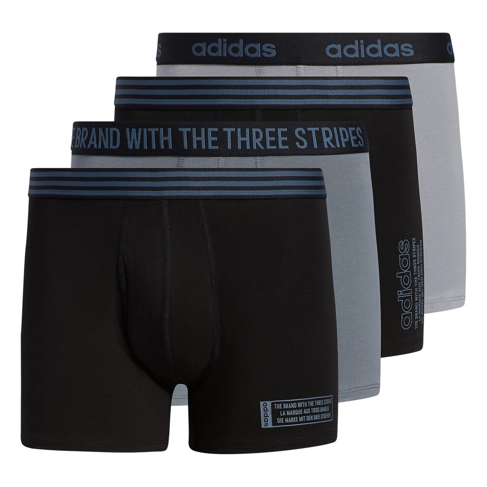 adidas Men's Core Cotton 4-Pack Trunk  Black/Onix Grey/Grey  X-Large