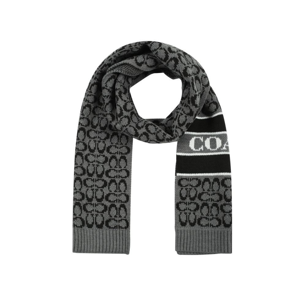 Coach Women's Signature C Logo Knit Scarf  Black  One Size