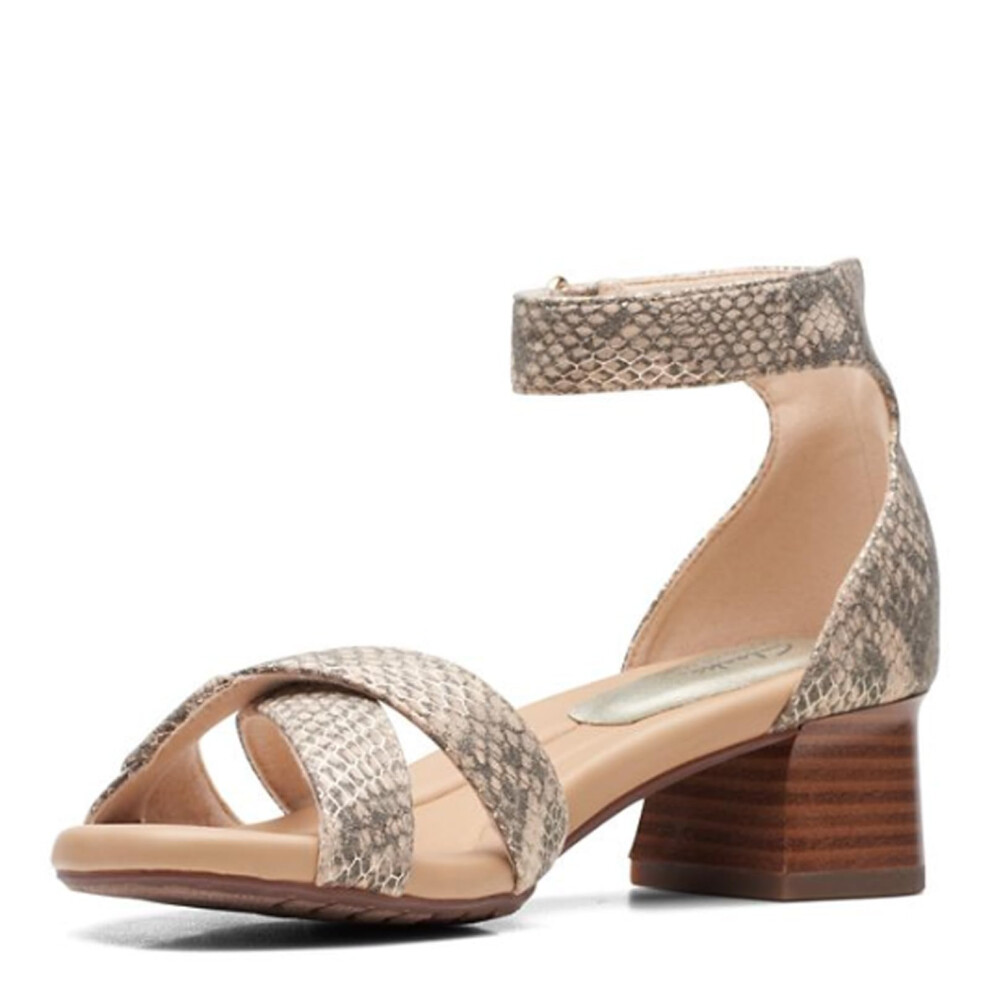 Clarks Women's Desirae Lily Heeled Sandal  Beige Metallic Synthetic  8