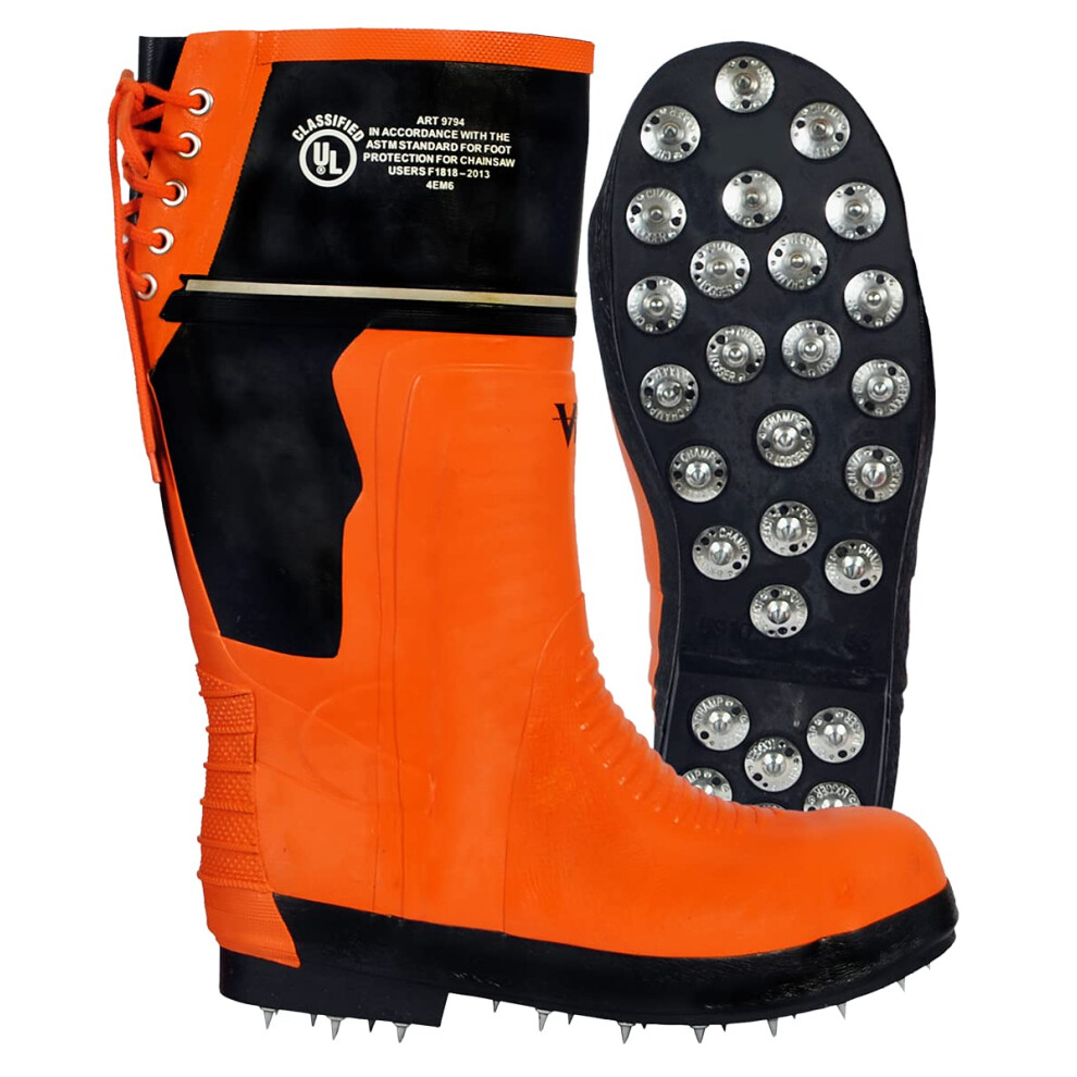 Viking Men's Class 2 Chainsaw Caulked Boot  Orange/Black - 12 M US