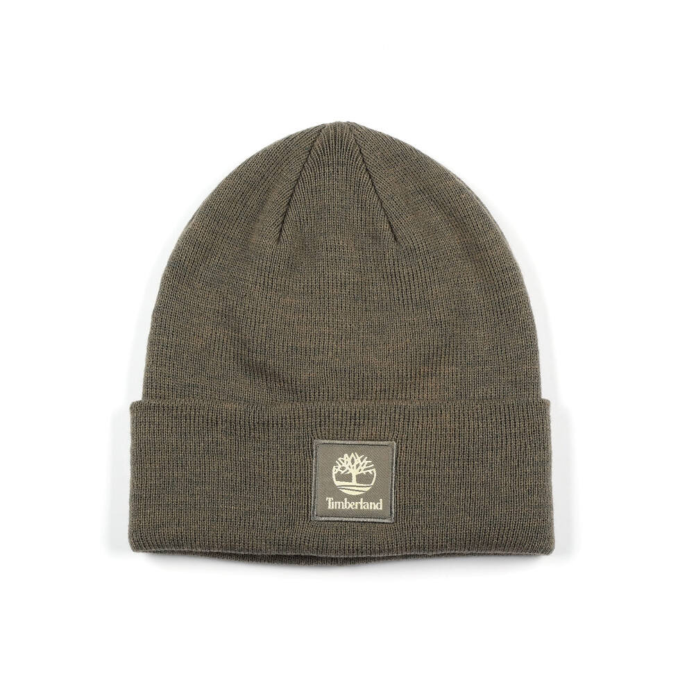 Timberland Men's Cuffed Beanie with Tonal Patch  Charcoal Heather Grey