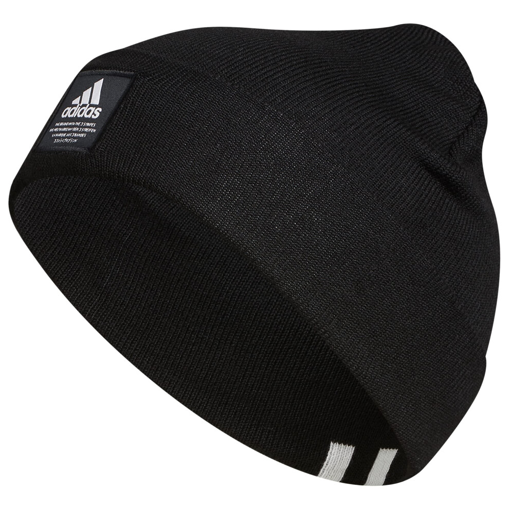 adidas Men's Amplifier Fold Beanie  Black/White F22  One Size