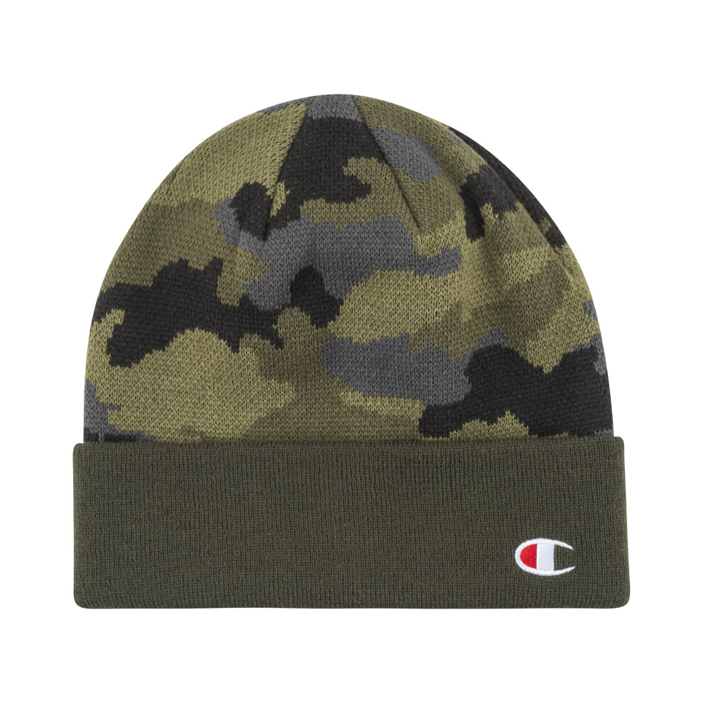 Champion Logo Cuff Beanie  Olive Camo  One Size