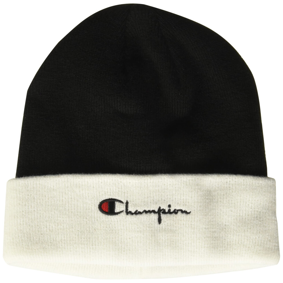 Champion Men's Unisex Beanie  Knit Winter  Cold-Weather Hat  Black/Whi