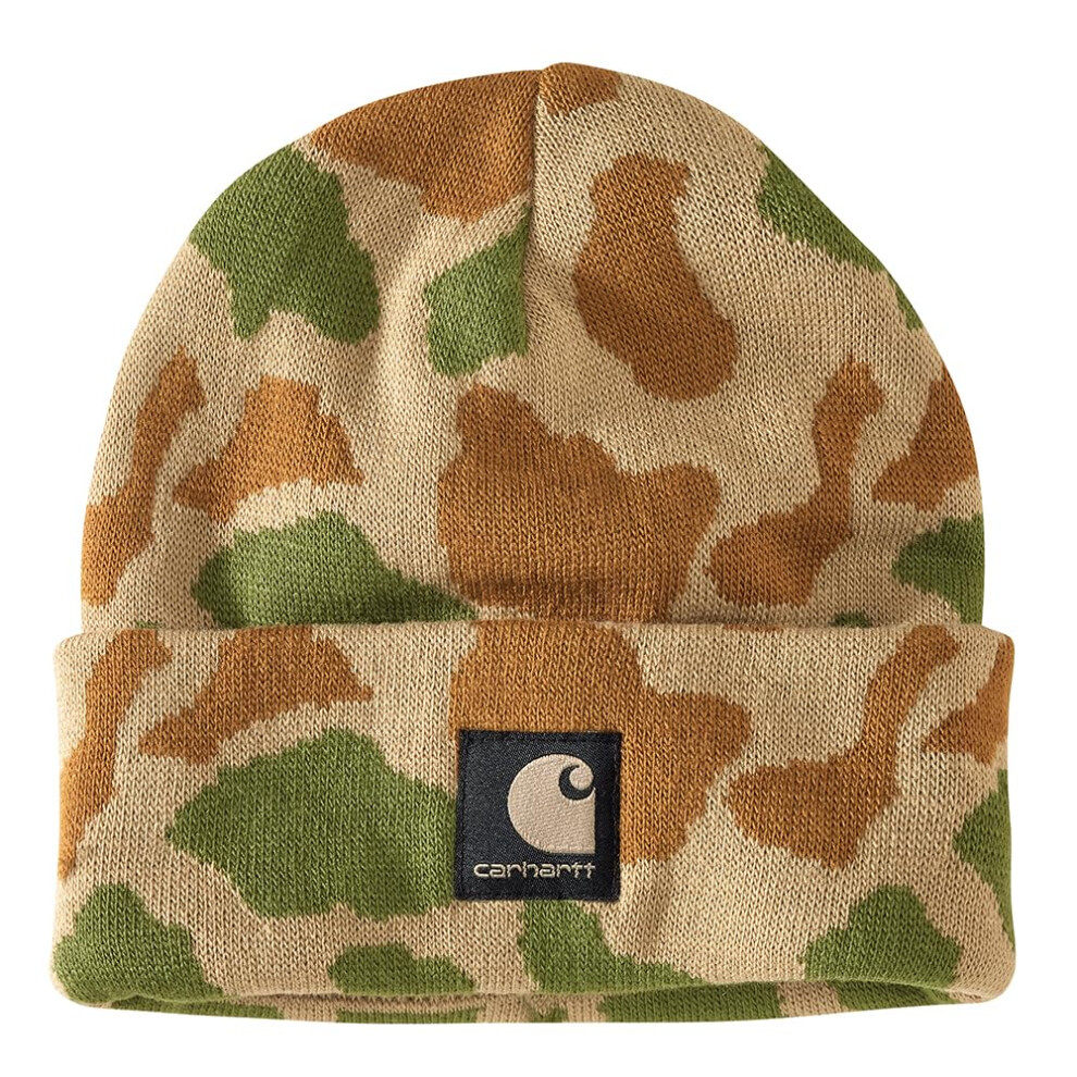 Carhartt Men's Knit Camo Beanie  Dark Khaki Duck Camo2