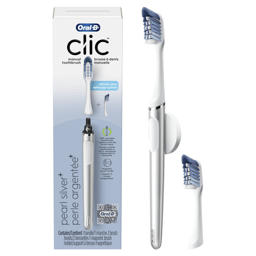 Oral-B Clic Toothbrush  Chrome White  with 1 Bonus Replacement Brush H