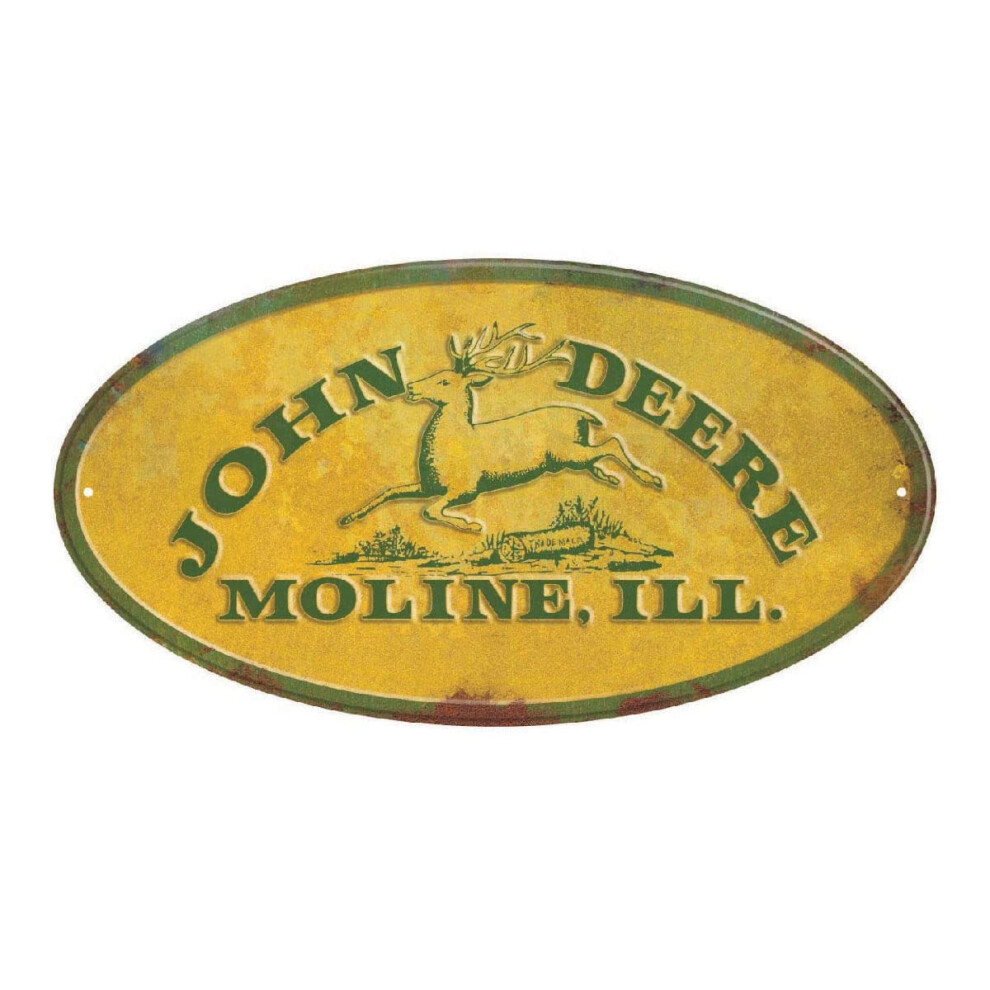 John Deere Metal Sign - JD Moline  ILL. Vintage Yellow